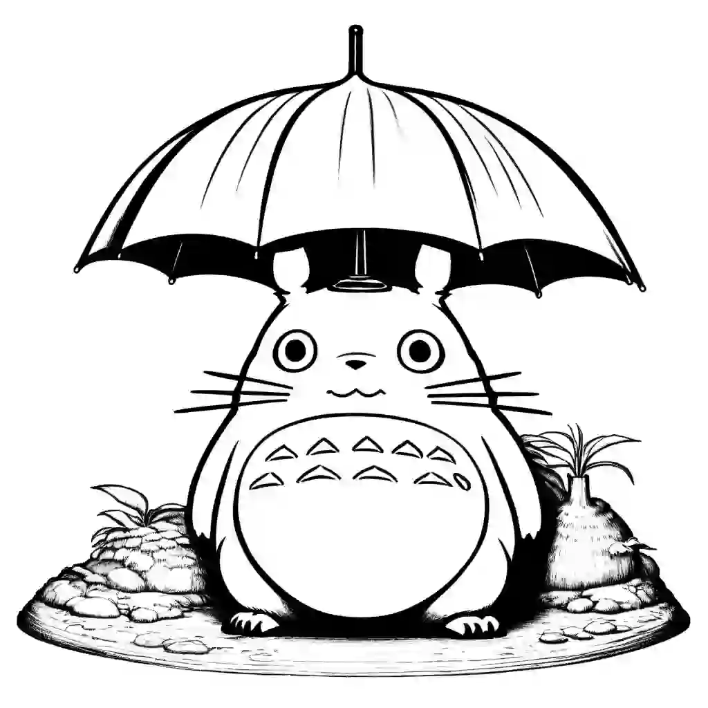 Totoro's Umbrella coloring pages